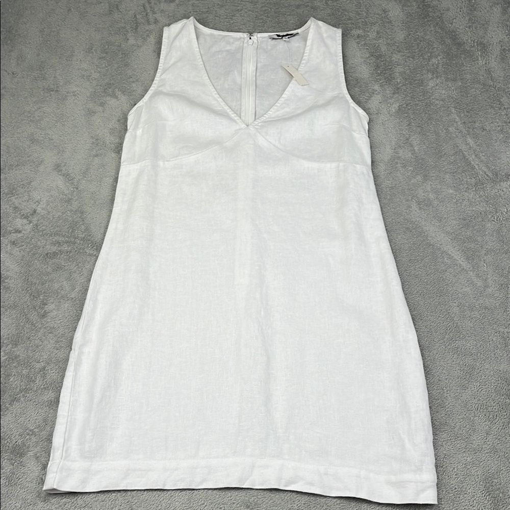 NEW‎ Madewell XXS 100% Linen White Sleeveless V Neck Dress